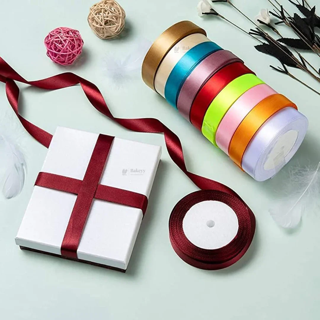 1/2 Inch Satin Ribbon Roll | Premium Decorative Gift Wrapping Ribbon for Packaging, Hampers & Crafts | 7.5 Meter Length Per Roll | Pack of 10 - Image 4