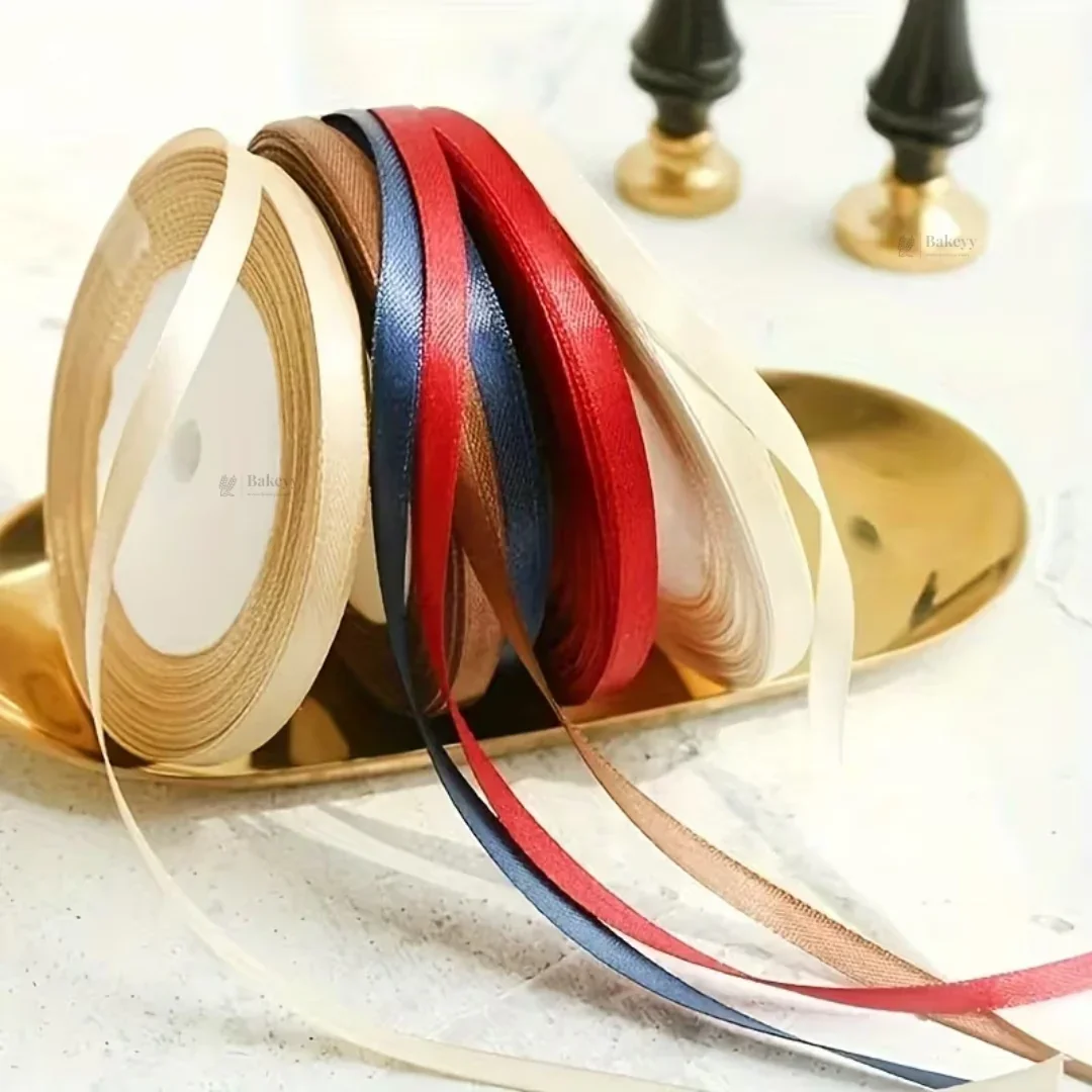 1/2 Inch Satin Ribbon Roll | Premium Decorative Gift Wrapping Ribbon for Packaging, Hampers & Crafts | 7.5 Meter Length Per Roll | Pack of 10 - Image 6