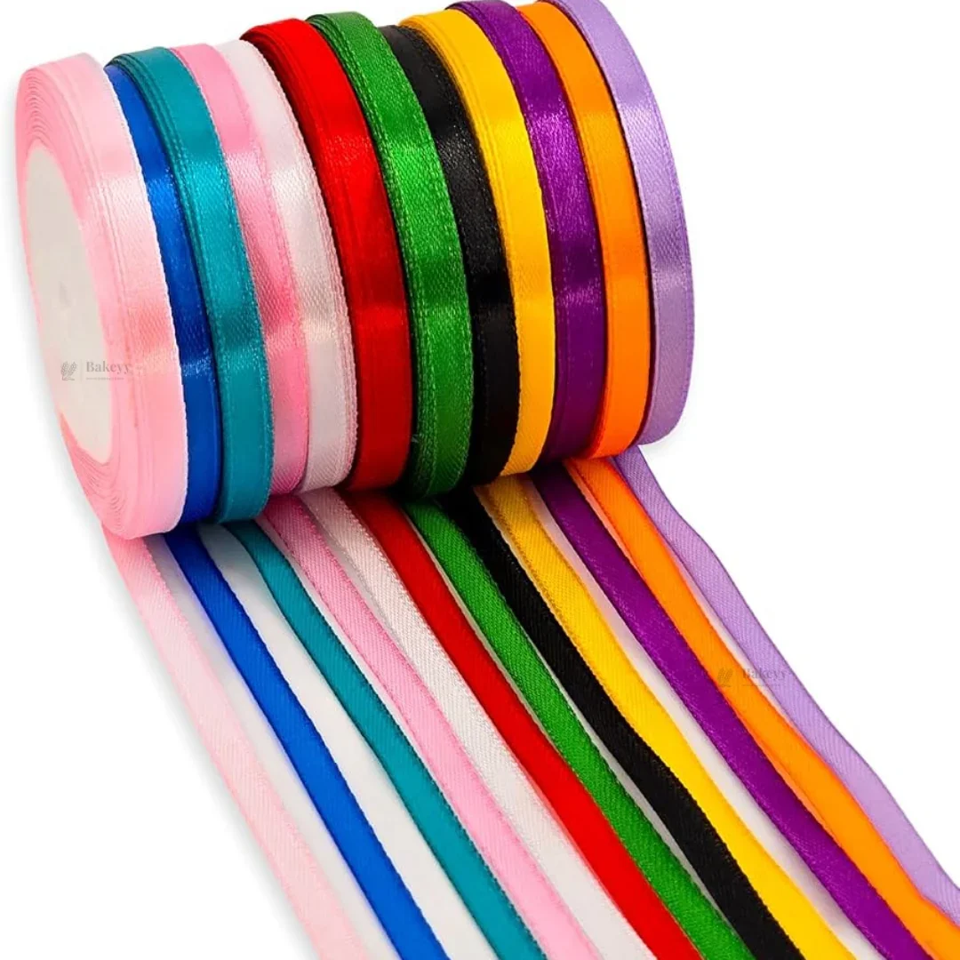 1/2 Inch Satin Ribbon Roll | Premium Decorative Gift Wrapping Ribbon for Packaging, Hampers & Crafts | 7.5 Meter Length Per Roll | Pack of 10 - Image 7