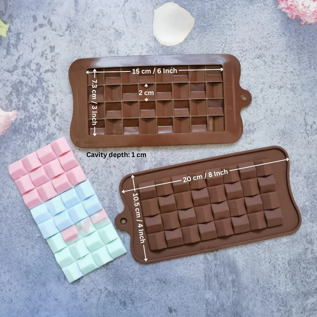 1 Cavity | Chunky Square Grid Chocolate Bar Silicone Mould | Pack of 1 - Image 2
