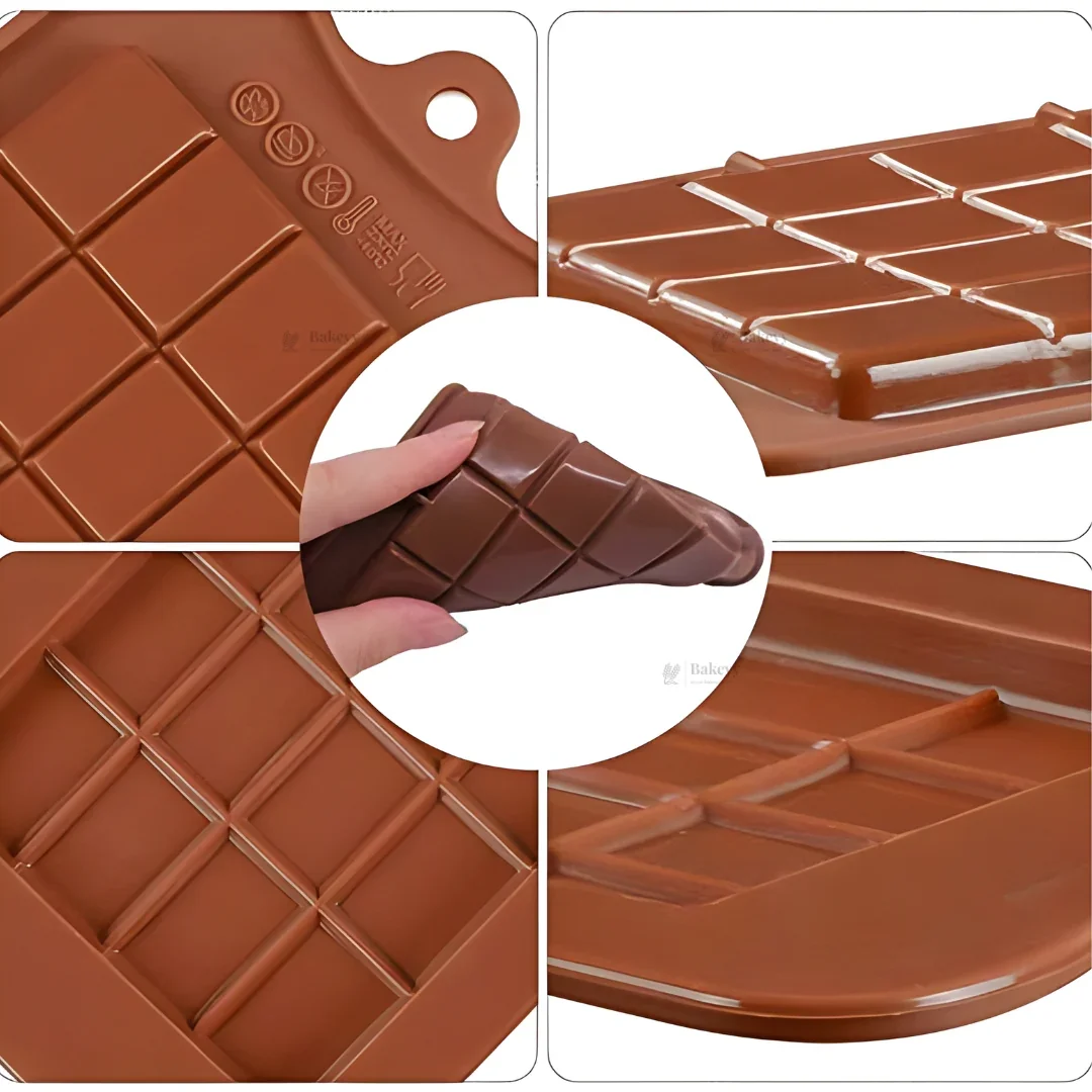 1 Cavity | Classic Grid Chocolate Bar Silicone Mould | Pack of 1 - Image 4