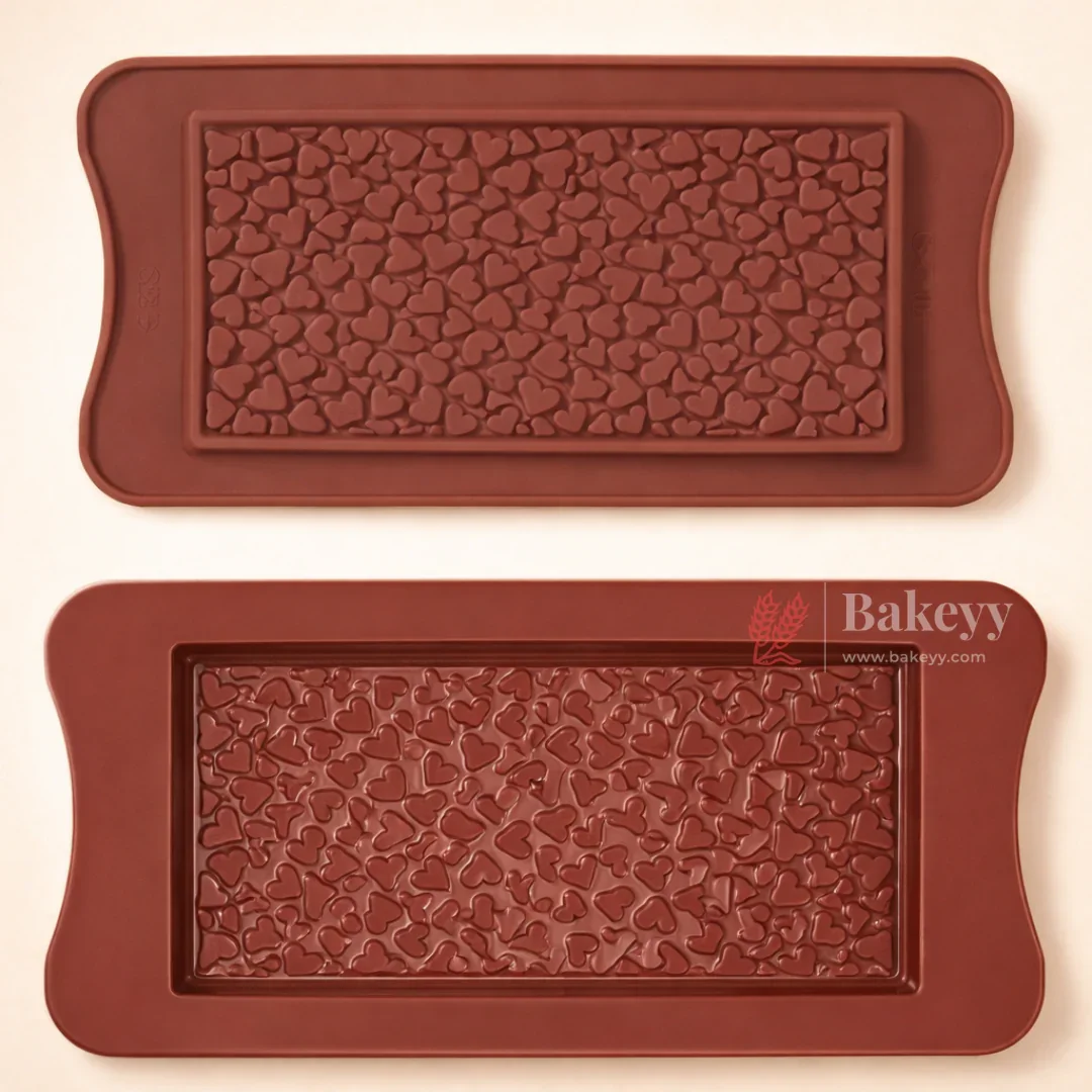 1 Cavity | Mini Heart Pattern Silicone Bar Chocolate Mould | Pack of 1