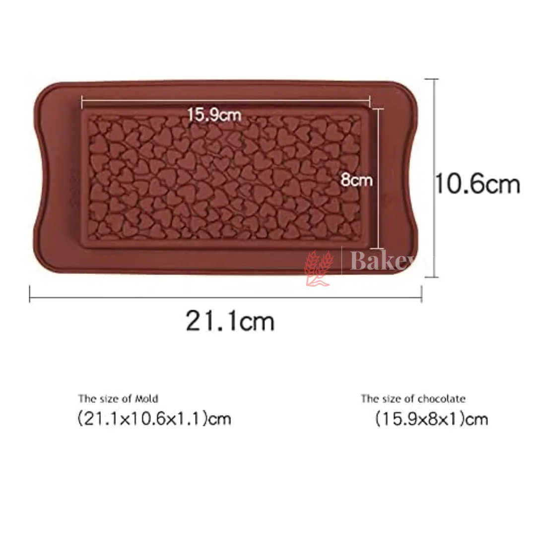 1 Cavity | Mini Heart Pattern Silicone Bar Chocolate Mould | Pack of 1 - Image 2