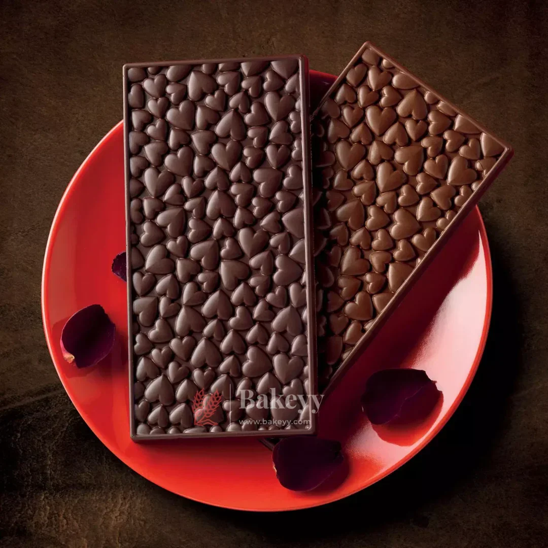 1 Cavity | Mini Heart Pattern Silicone Bar Chocolate Mould | Pack of 1 - Image 3