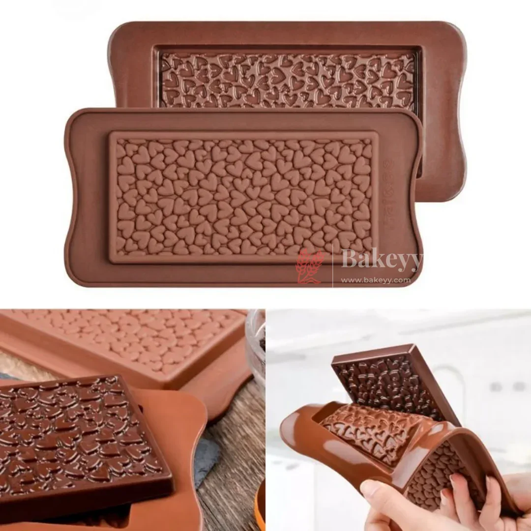 1 Cavity | Mini Heart Pattern Silicone Bar Chocolate Mould | Pack of 1 - Image 4