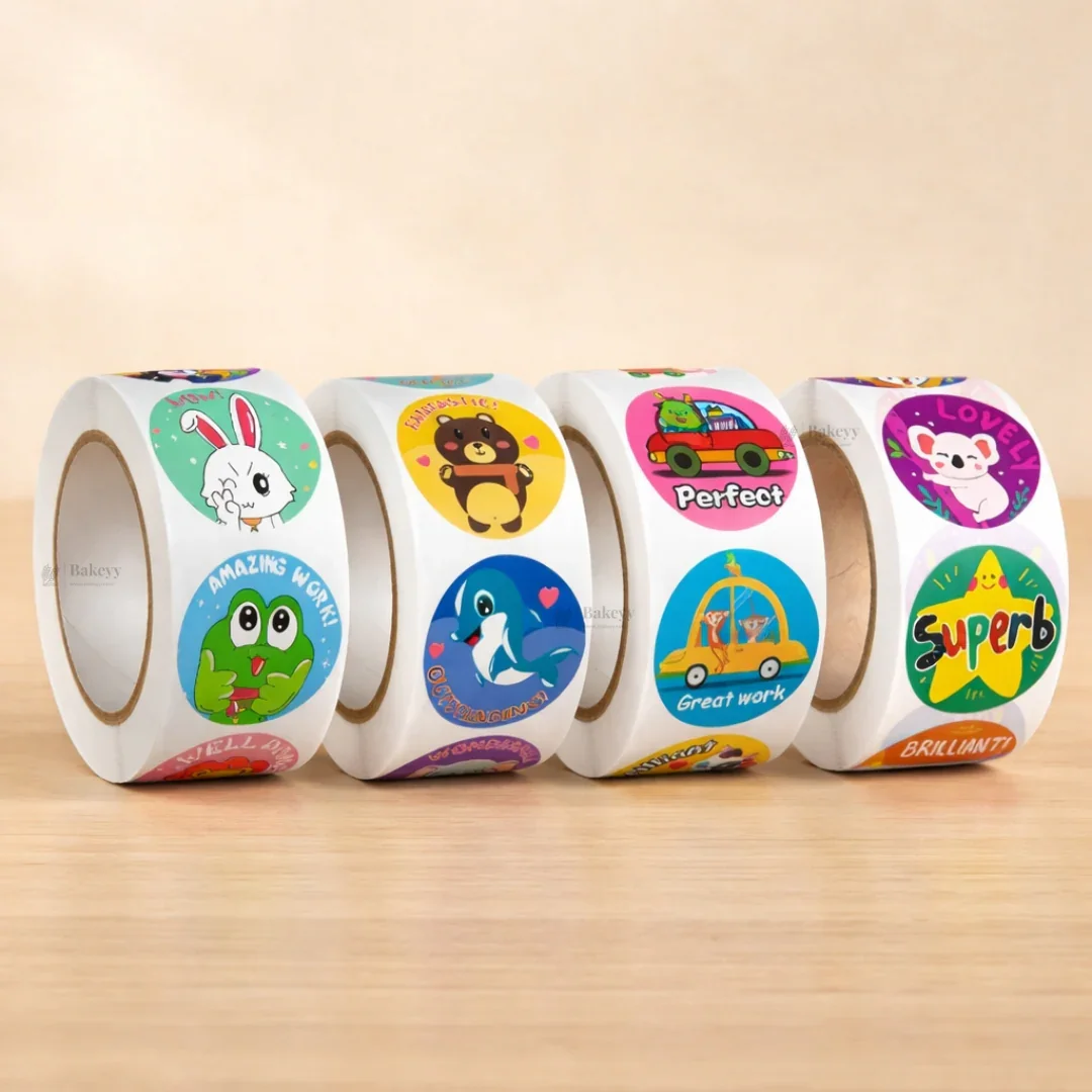 1 Inch Animal Theme Motivational Sticker Roll | 500 Stickers | Pack of 1