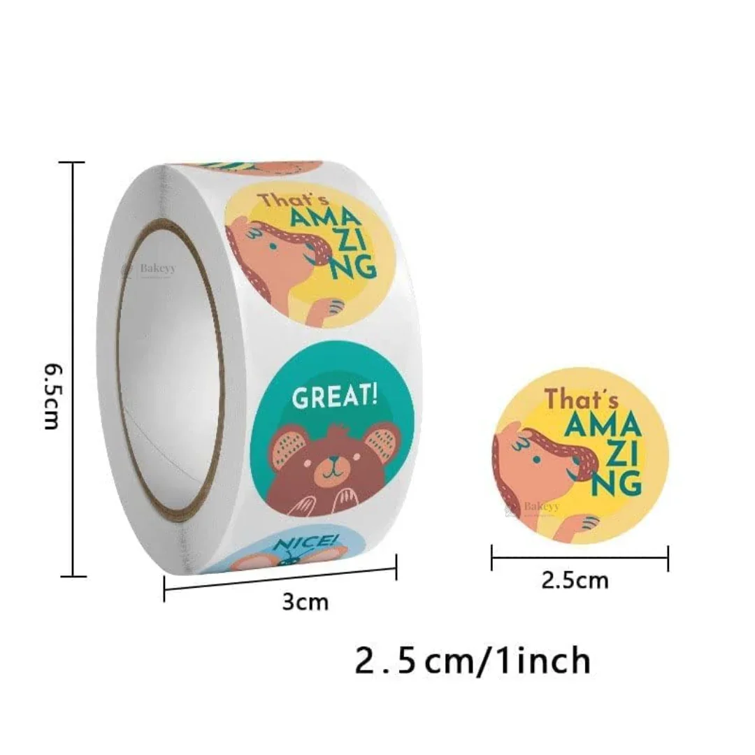 1 Inch Animal Theme Motivational Sticker Roll | 500 Stickers | Pack of 1 - Image 2