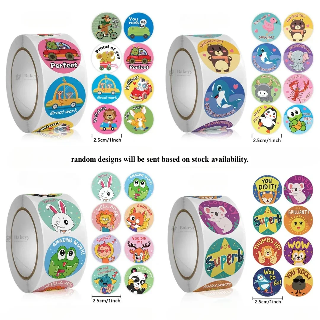 1 Inch Animal Theme Motivational Sticker Roll | 500 Stickers | Pack of 1 - Image 3