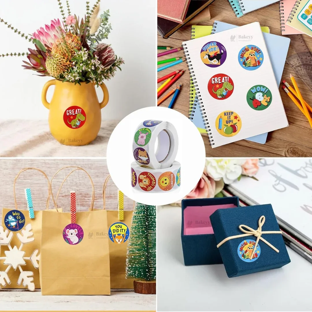 1 Inch Animal Theme Motivational Sticker Roll | 500 Stickers | Pack of 1 - Image 4