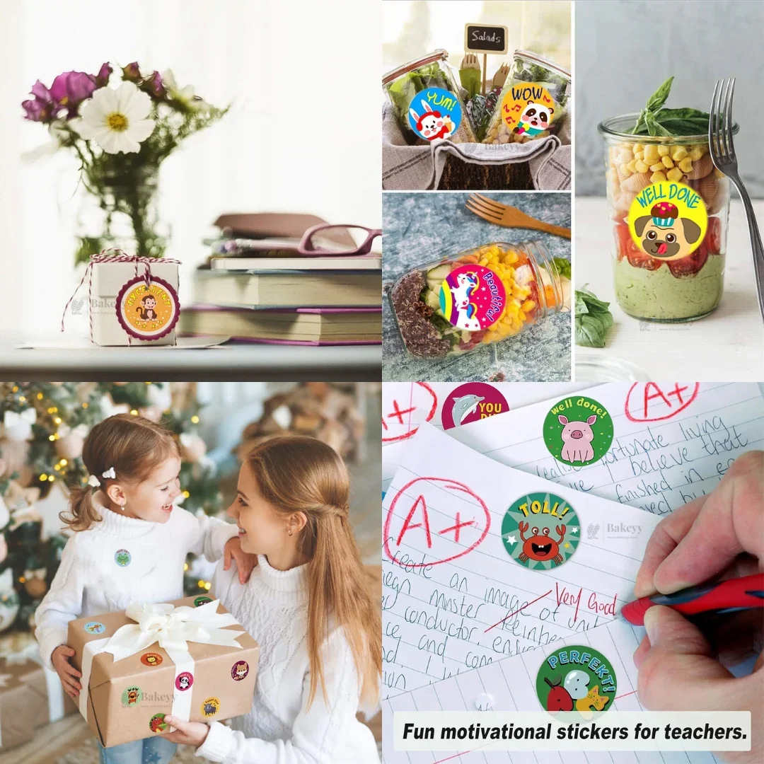 1 Inch Animal Theme Motivational Sticker Roll | 500 Stickers | Pack of 1 - Image 5
