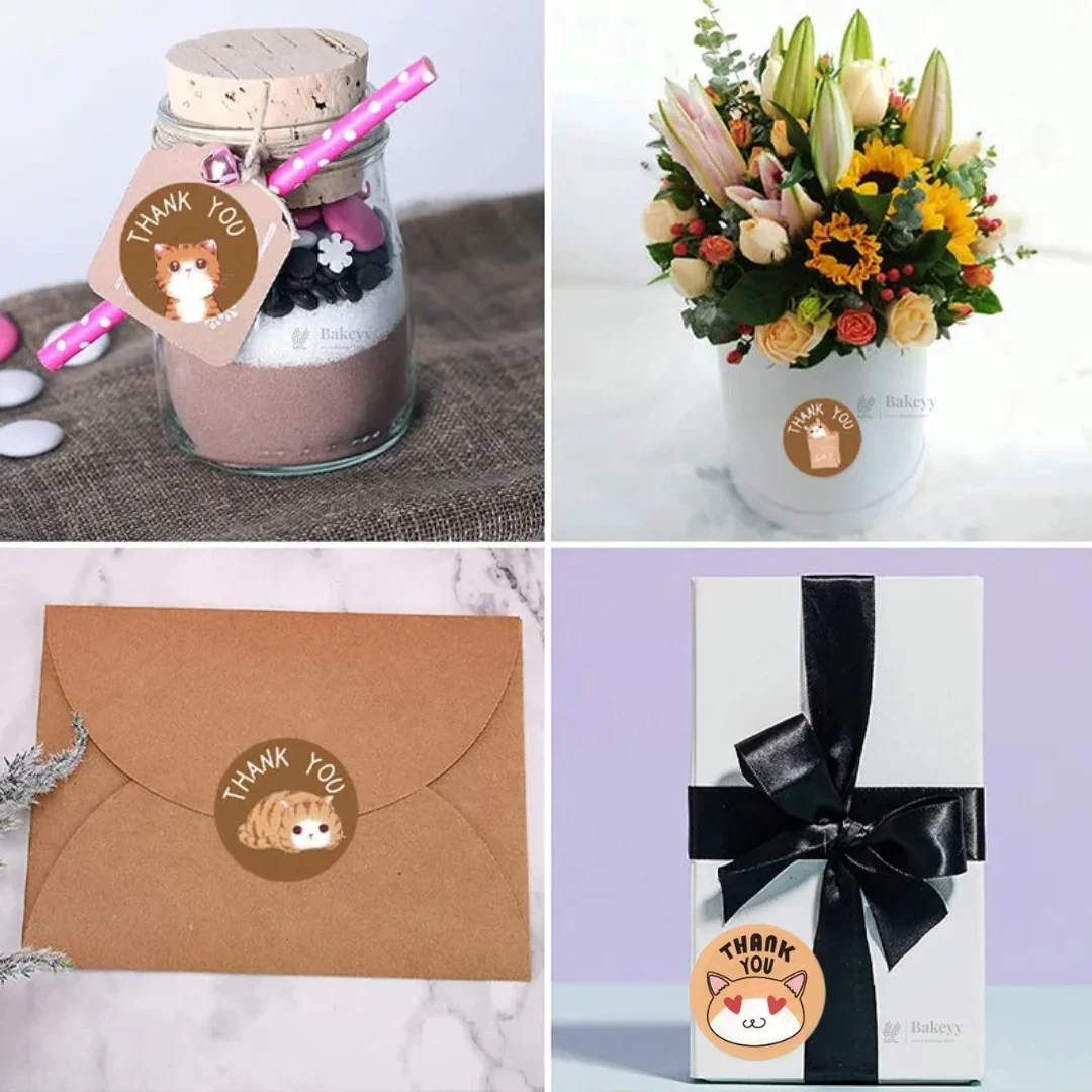 1 Inch Cute Cat Thank You Sticker Roll | 500 Stickers | Pack of 1 - Image 4