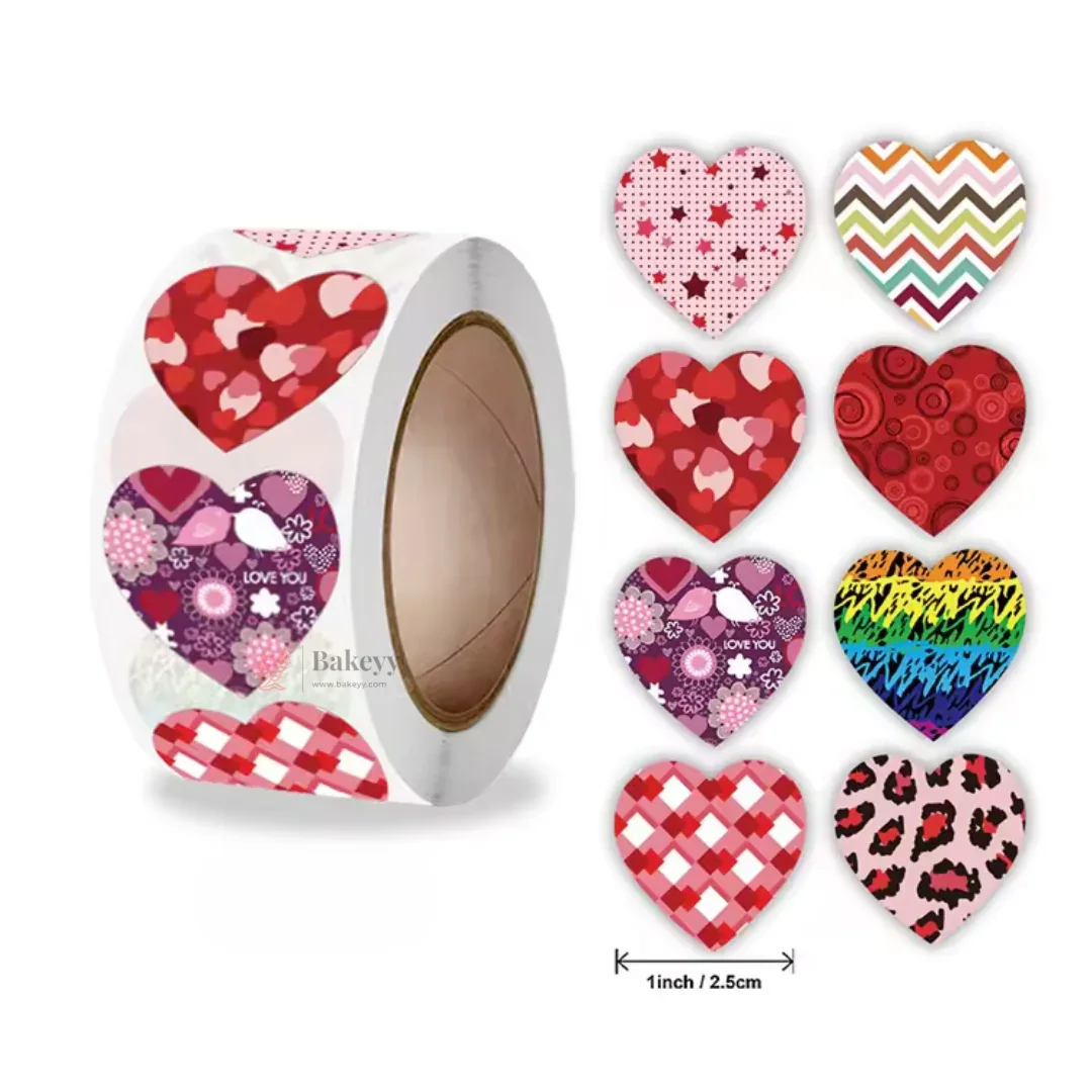 1 Inch Heart Shape Stickers Roll | 500 Stickers | Pack of 1 - Image 3