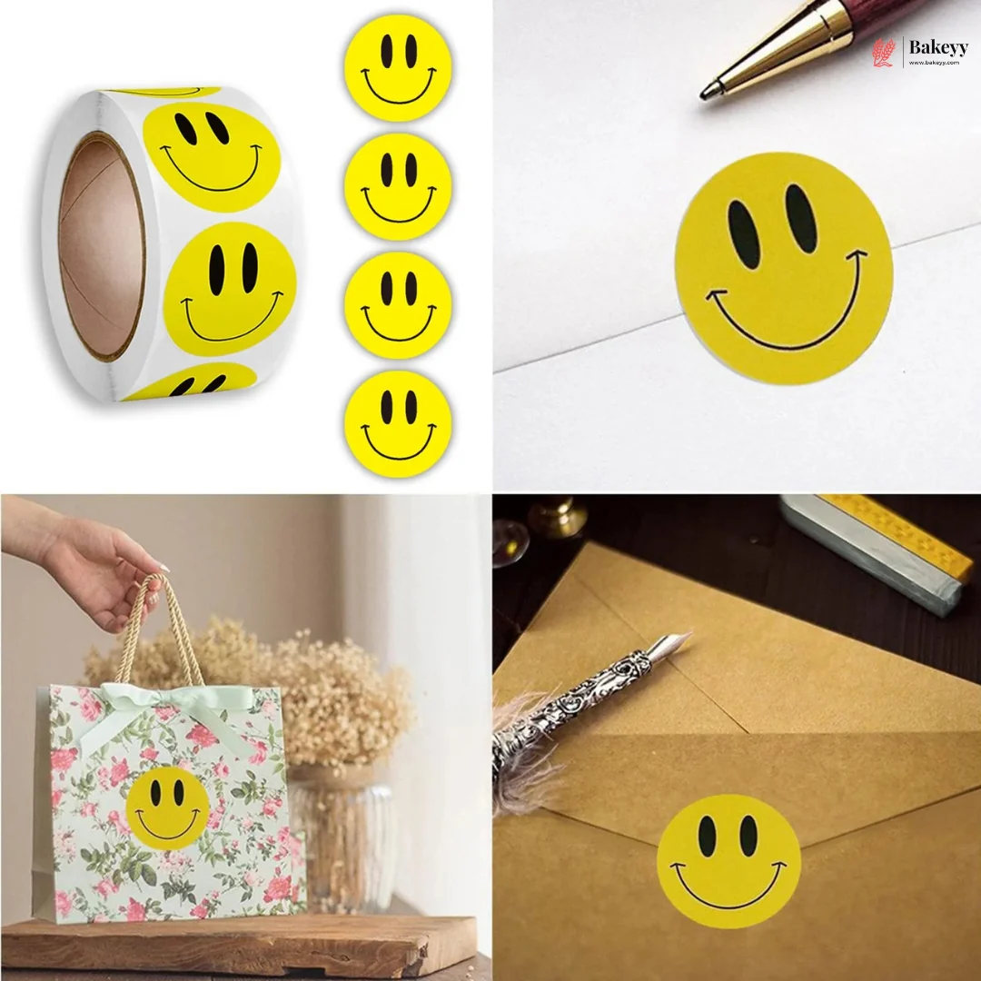 1 Inch Smile Face Sticker Roll | 500 Stickers | Pack of 1 - Image 5