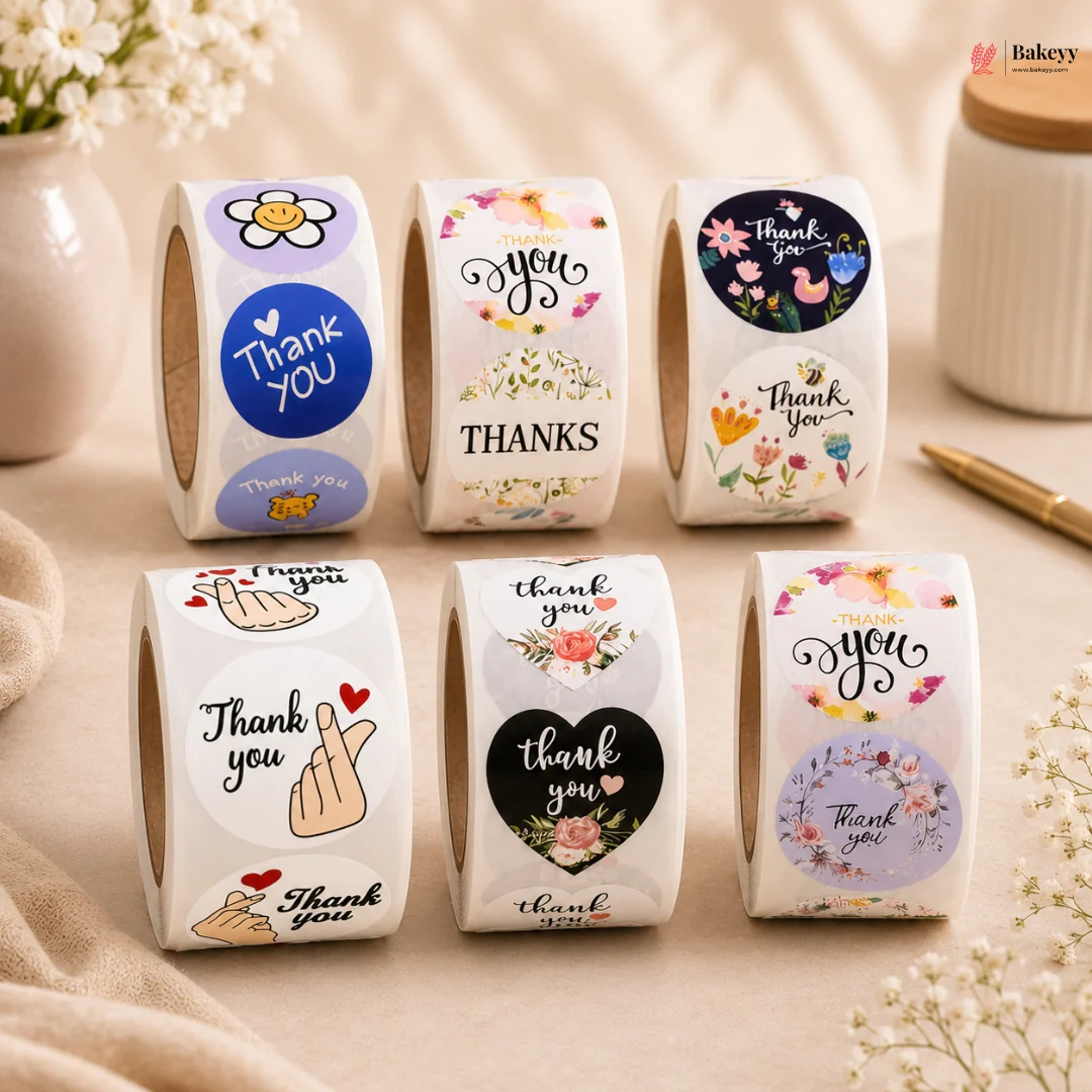 1 Inch Thank You Sticker Roll | 500 Stickers | Pack of 1