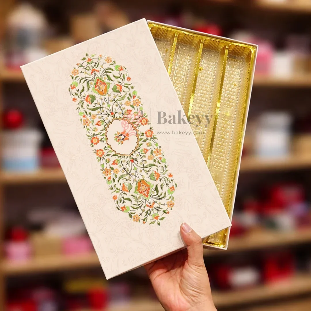 1 kg Royal Floral Sweet & Chocolate Hamper Box with Gold Tray | Pack of 1 - Image 4