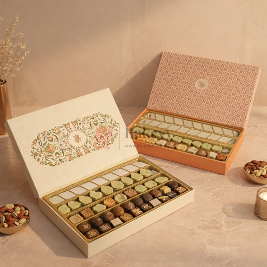 1 kg Royal Floral Sweet & Chocolate Hamper Box with Gold Tray | Pack of 1 - Image 5