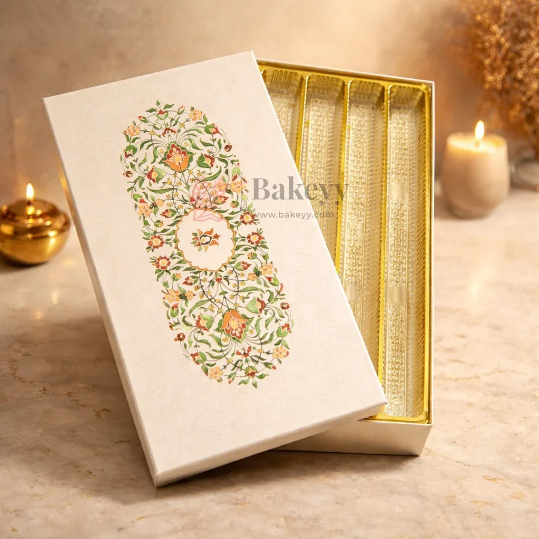 1 kg Royal Floral Sweet & Chocolate Hamper Box with Gold Tray | Pack of 1 - Image 7