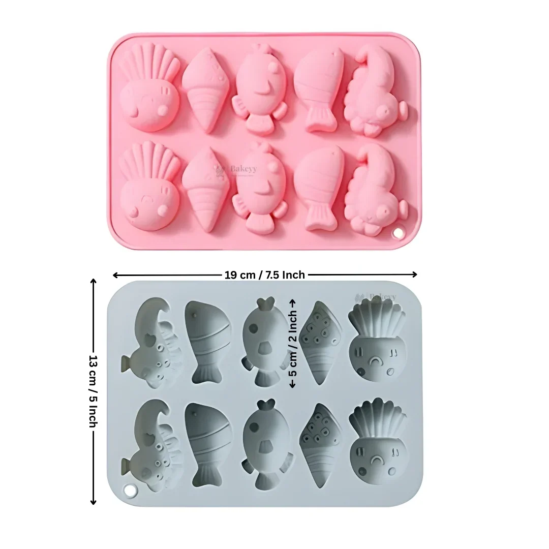 10 Cavity | Cute Sea Creatures Silicone Chocolate Mould | Pack of 1 - Image 2