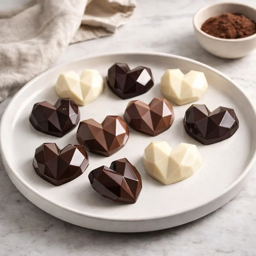 10 Cavity Geometric Heart Silicone Chocolate Mould | Mini Dessert & Chocolate Mold | Pack of 1 - Image 4