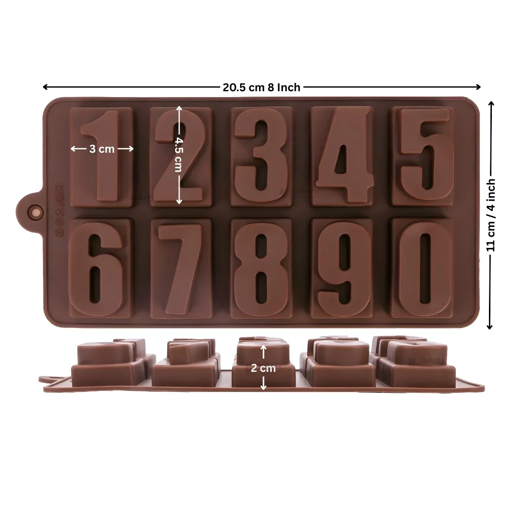 10 Cavity | Number Design Silicone Chocolate Mould (0–9) | Pack of 1 - Image 2