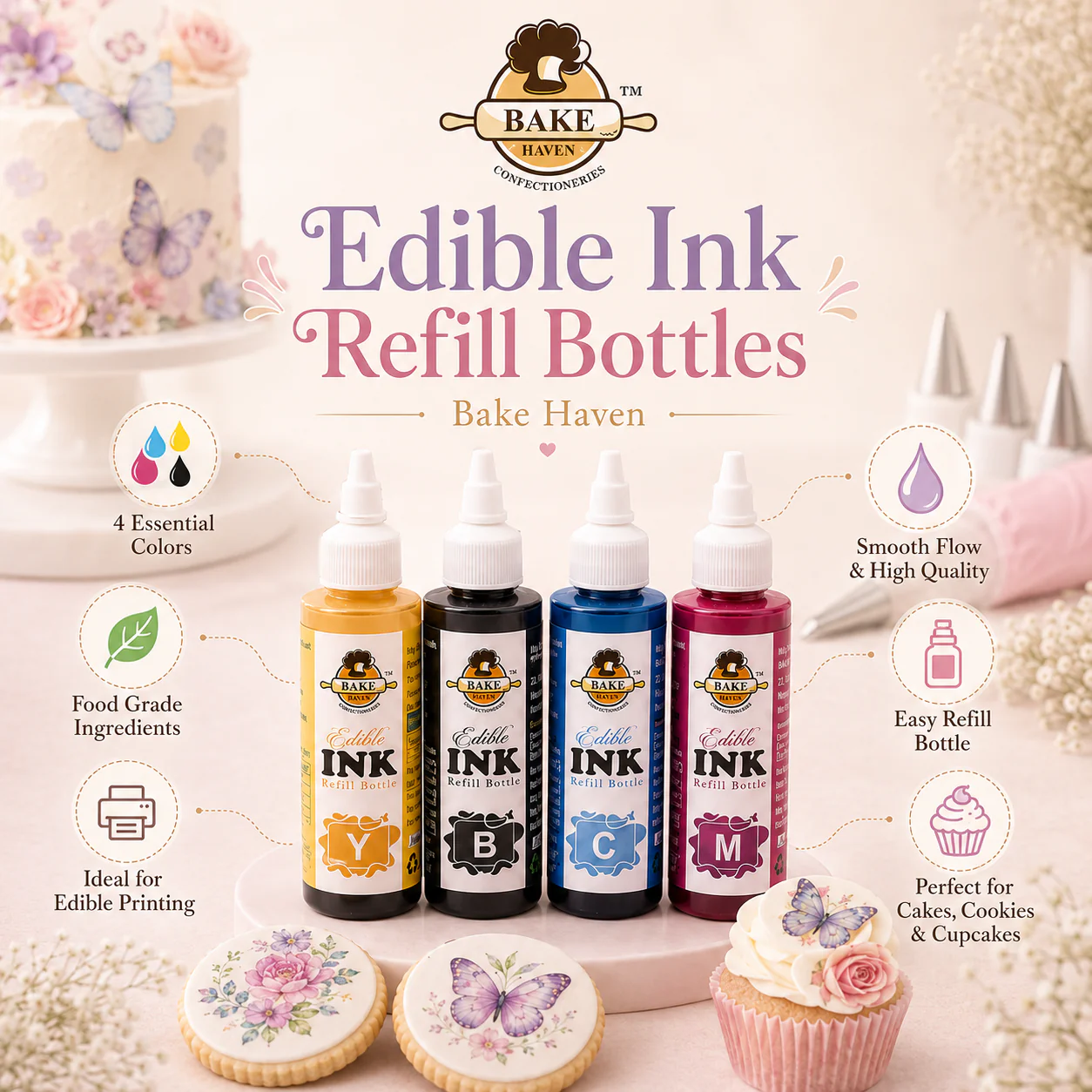 100 ML Edible Ink | Refill Bottle | 4 Colors Pack - Image 4