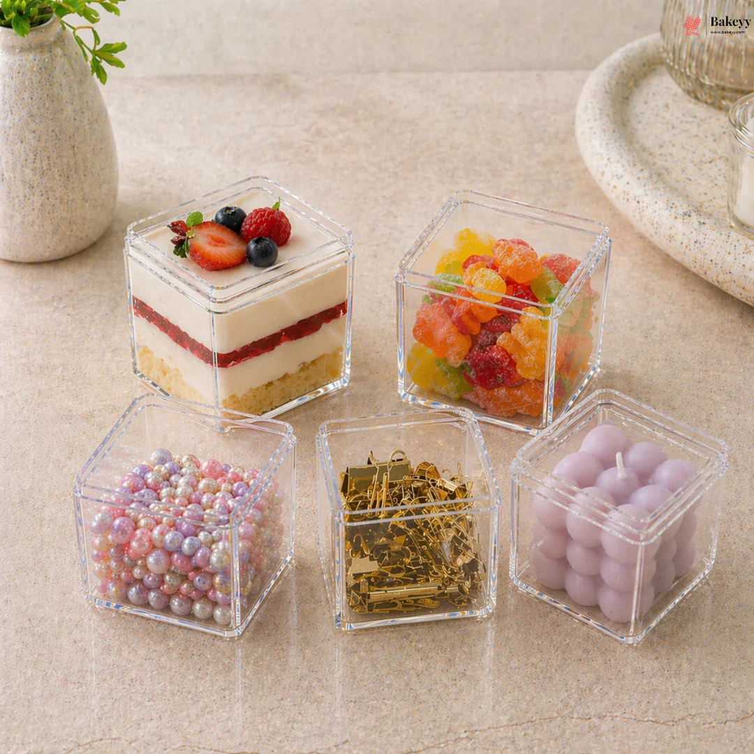 100 ml | PS-49 | Clear Cube Acrylic Box with Lid - Image 4