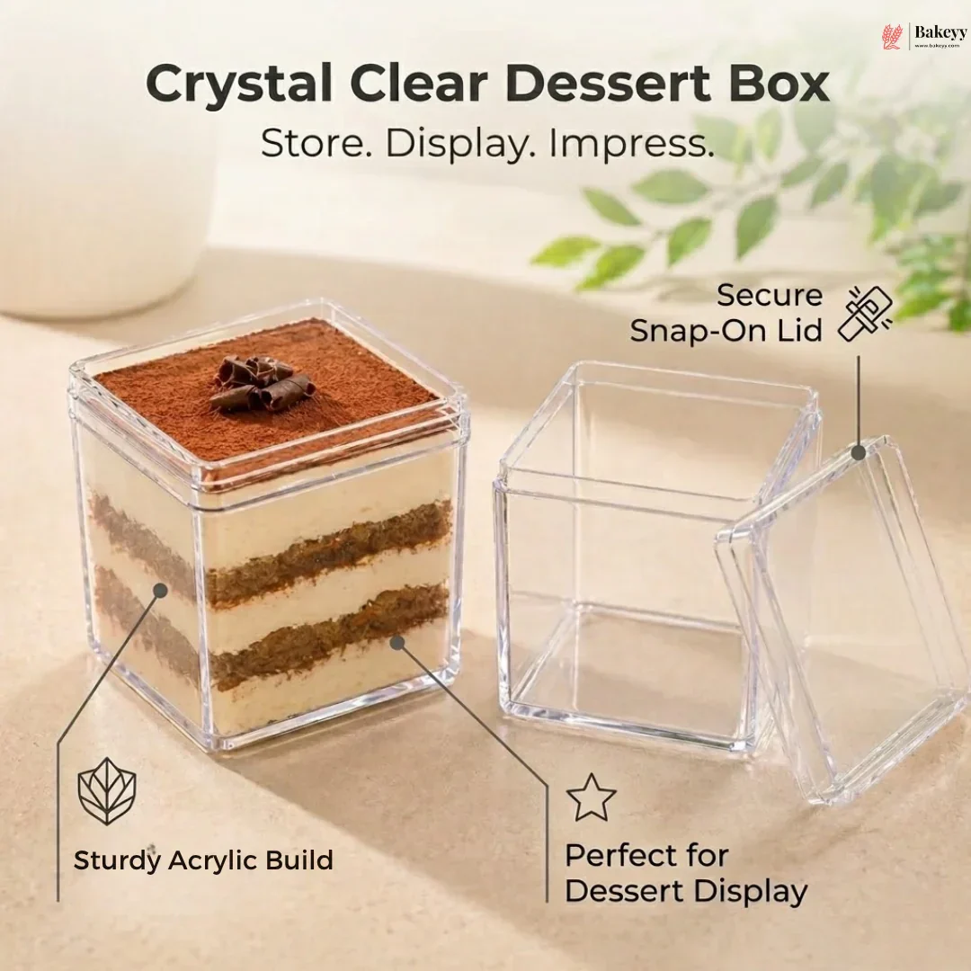 100 ml | PS-49 | Clear Cube Acrylic Box with Lid - Image 5
