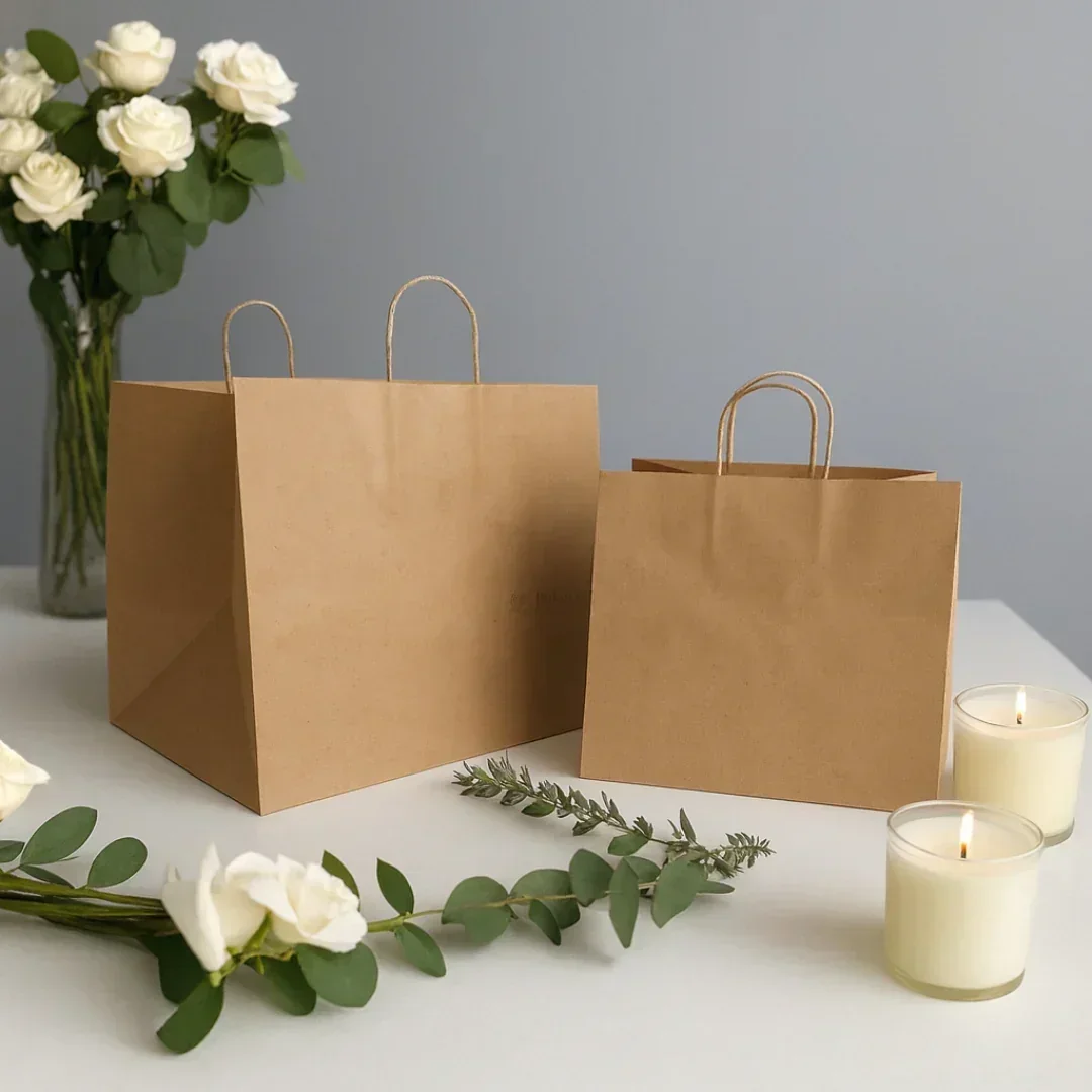 Paper Cake Bag | White / Kraft | Carry Bag for Sweets, Chocolates, Gifts | Multi-Size Bakery Bag | Pack of 50 - Image 2