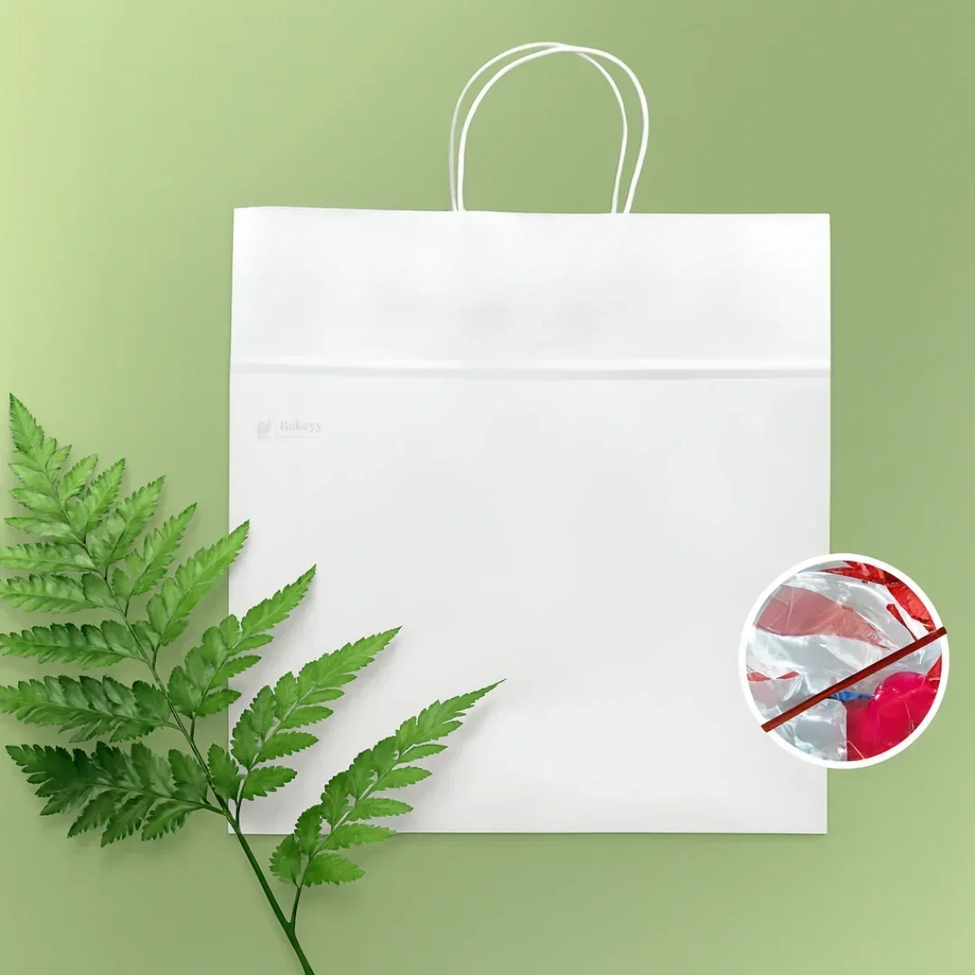 Paper Cake Bag | White / Kraft | Carry Bag for Sweets, Chocolates, Gifts | Multi-Size Bakery Bag | Pack of 50 - Image 4