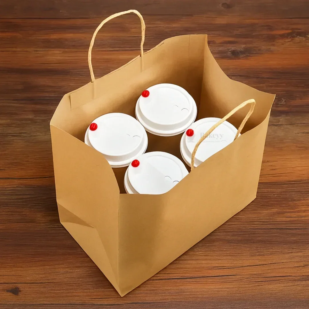 Paper Cake Bag | White / Kraft | Carry Bag for Sweets, Chocolates, Gifts | Multi-Size Bakery Bag | Pack of 50 - Image 6