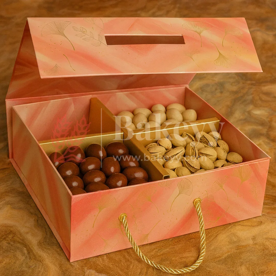 10x10x4 Inch | Peach Floral Print Collapsible Hamper Box with Rope Handle | Pack of 1 - Image 4