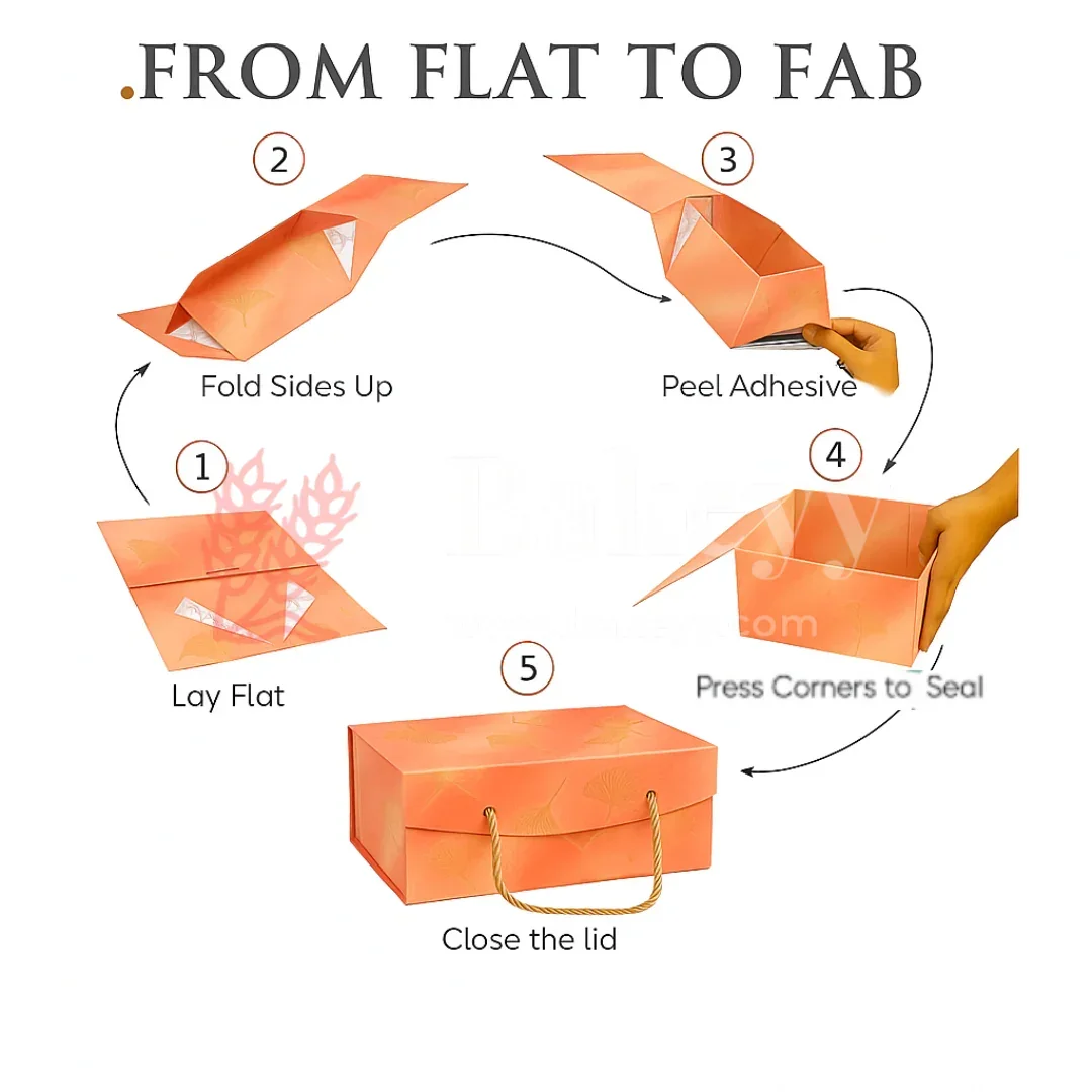10x10x4 Inch | Peach Floral Print Collapsible Hamper Box with Rope Handle | Pack of 1 - Image 6