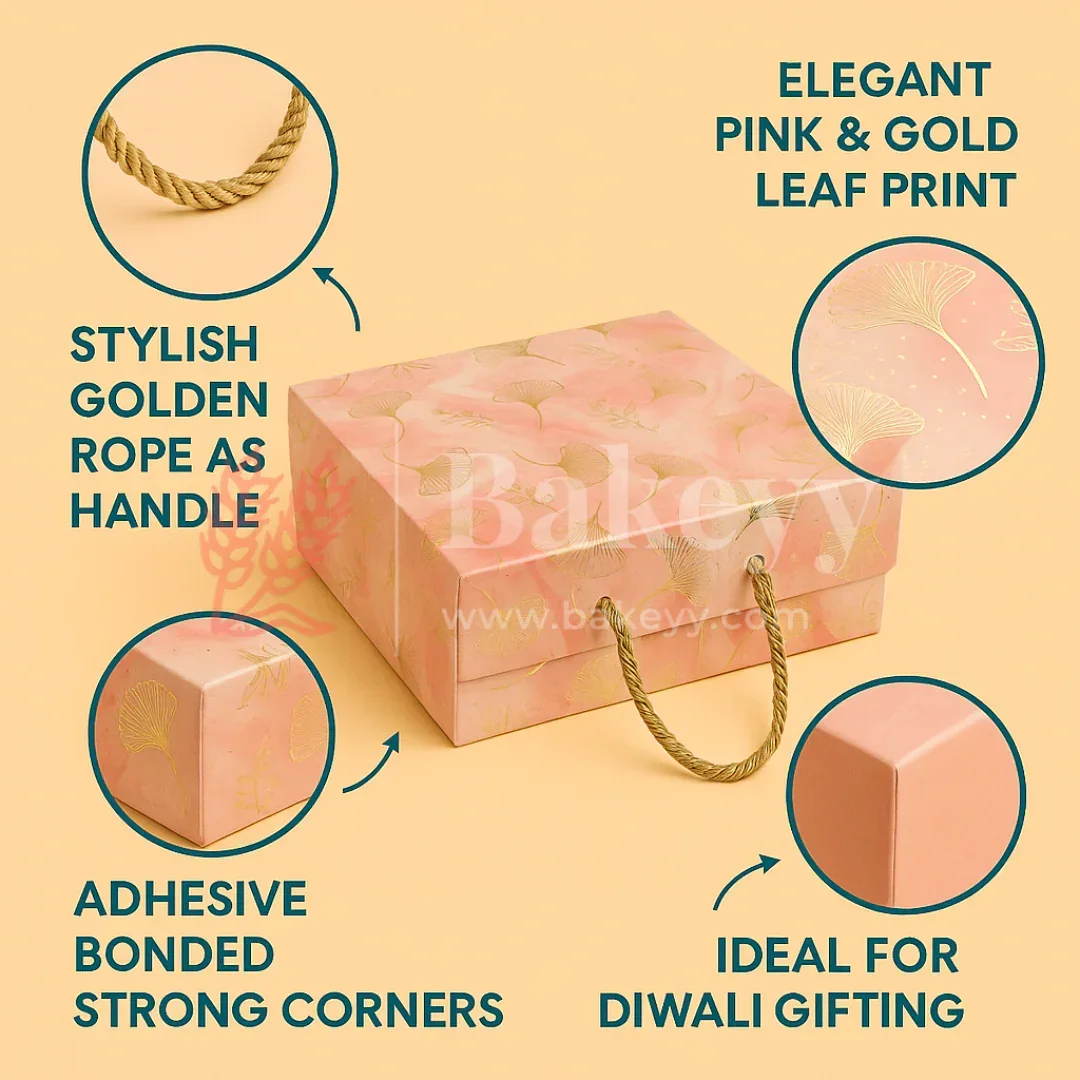 10x10x4 Inch | Peach Floral Print Collapsible Hamper Box with Rope Handle | Pack of 1 - Image 7