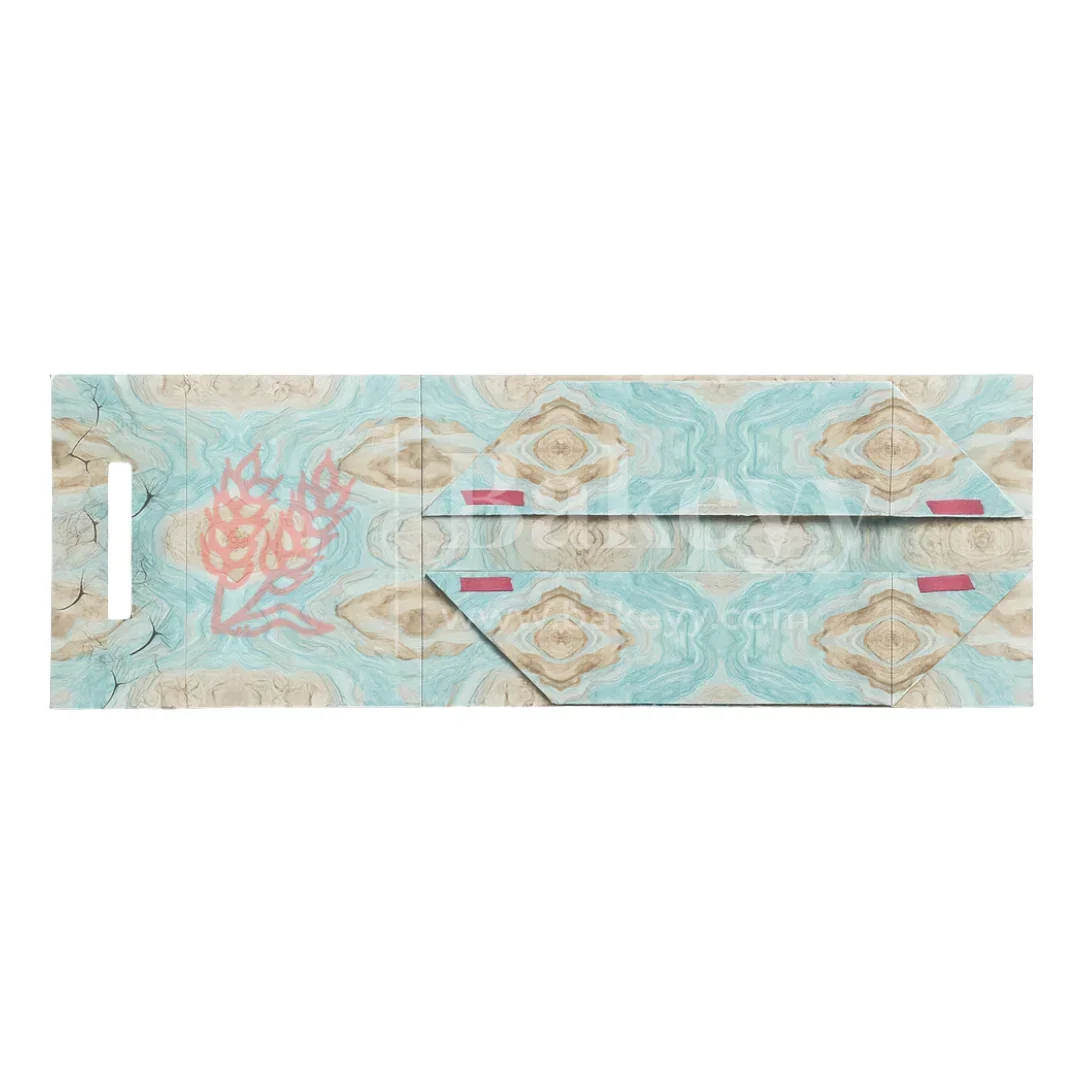 10x8x4 Inch | Peach & Aqua Marble Print Collapsible Gift Box with Ribbon | Pack of 1 - Image 8