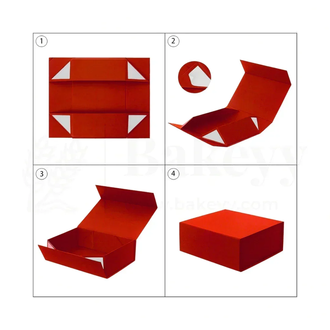 Premium Red Color Collapsible Magnetic Lid Gift Box | Pack of 1 - Image 7