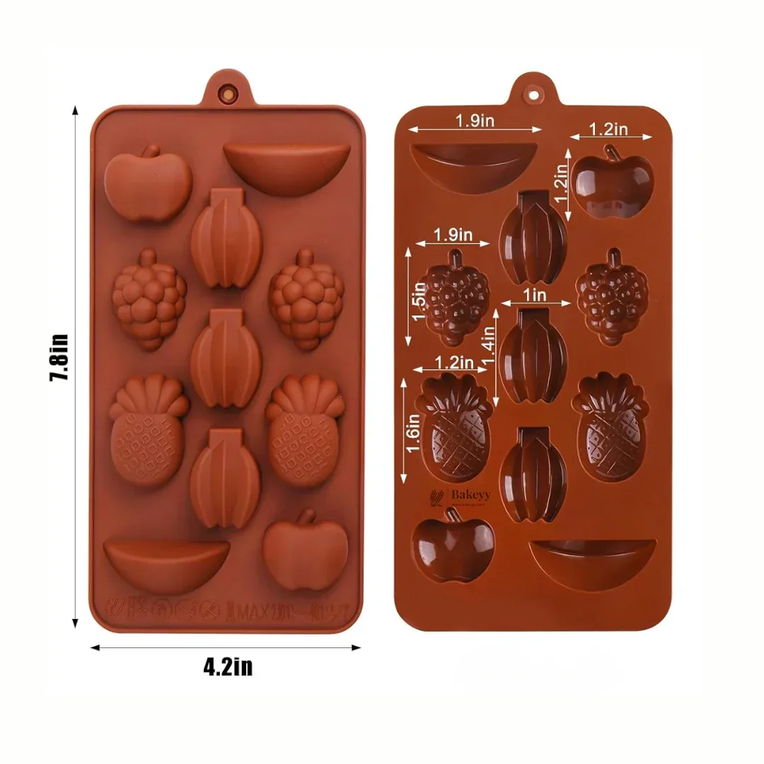 11-Cavity | Fruits Shape Silicone Chocolate Mold | Non-Stick Baking & Candy Making Tray | 1 Piece - Image 2