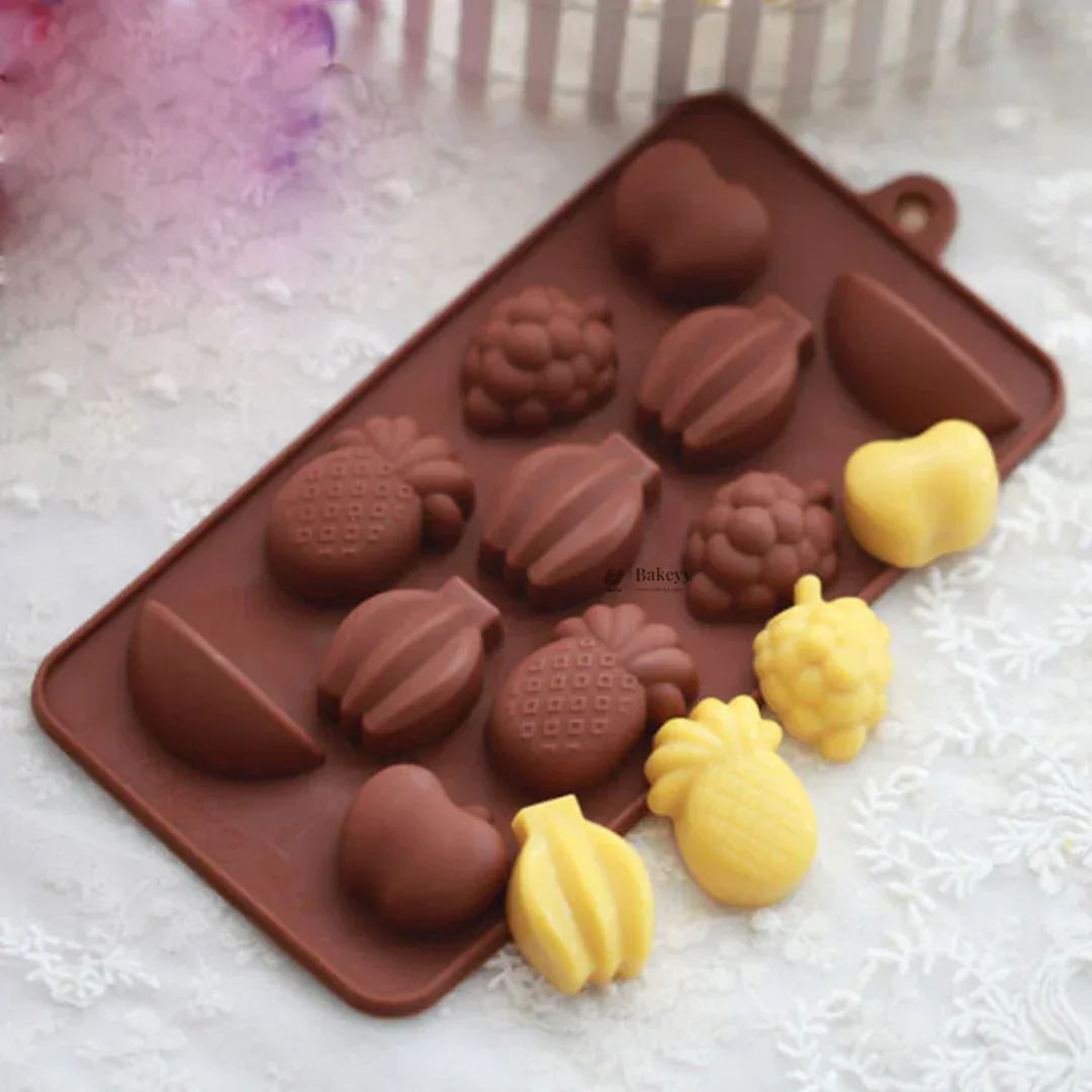 11-Cavity | Fruits Shape Silicone Chocolate Mold | Non-Stick Baking & Candy Making Tray | 1 Piece - Image 3