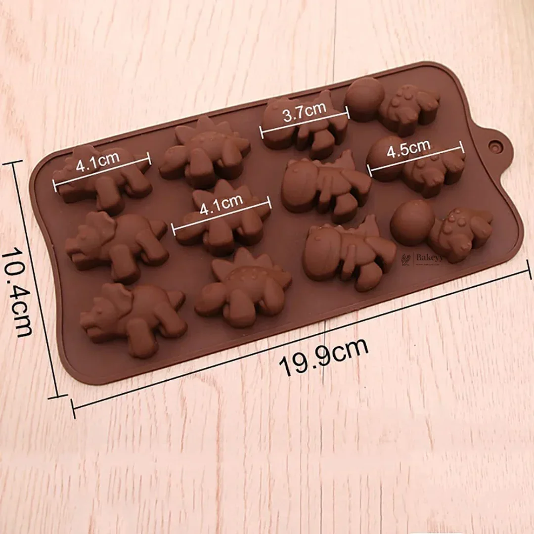 12-Cavity | Dinosaur Shape Silicone Chocolate Mold | Non-Stick Baking & Candy Making Tray | 1 Piece - Image 2