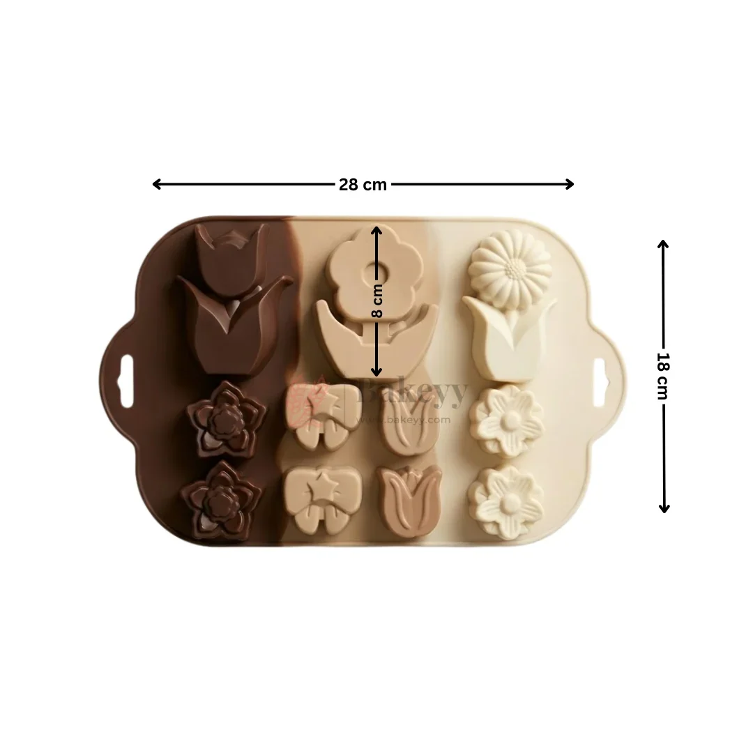 11 Cavity Floral & Leaf Assorted Silicone Chocolate Mould | Pack of 1 - Image 2