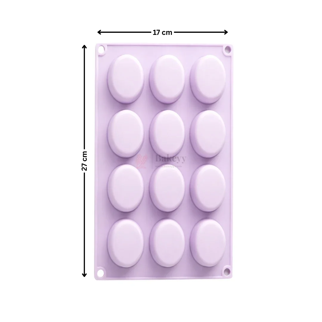12 Cavity | Oval Soap Silicone Mould | Smooth Oval Soap Bar Mould for Handmade Soap Making | Pack of 1 - Image 2