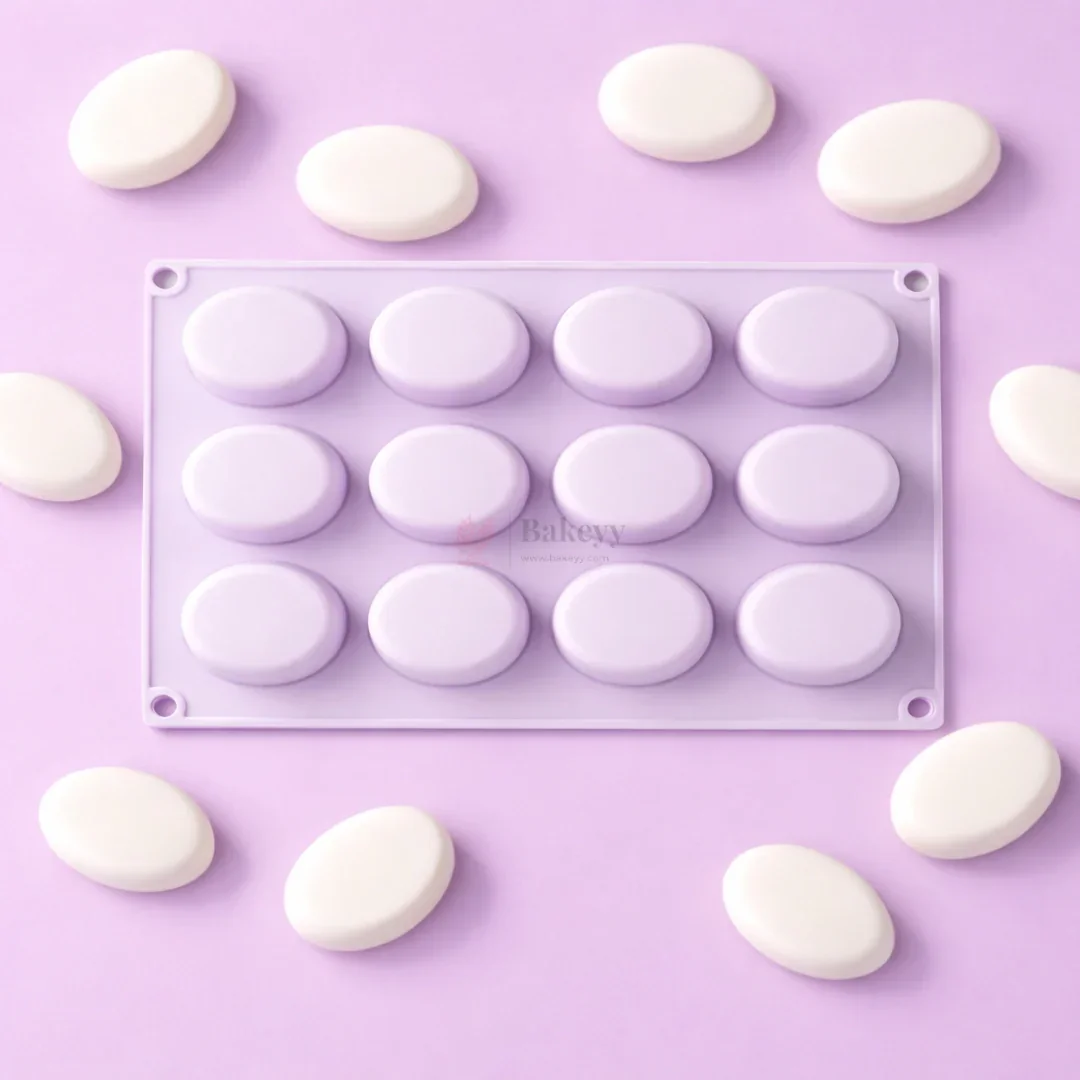 12 Cavity | Oval Soap Silicone Mould | Smooth Oval Soap Bar Mould for Handmade Soap Making | Pack of 1 - Image 3