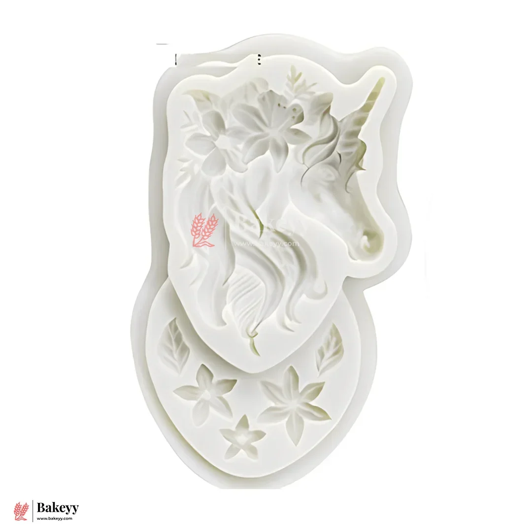 21 | Unicorn with Floral Mane Design Silicone Mould - 1 Piece