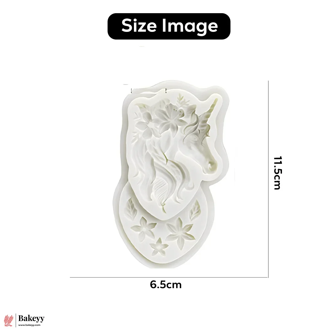 21 | Unicorn with Floral Mane Design Silicone Mould - 1 Piece - Image 2