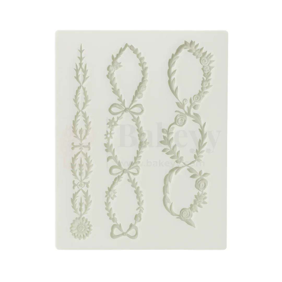 123 | Floral Garland & Oval Frame Silicone Mould - 1 Piece