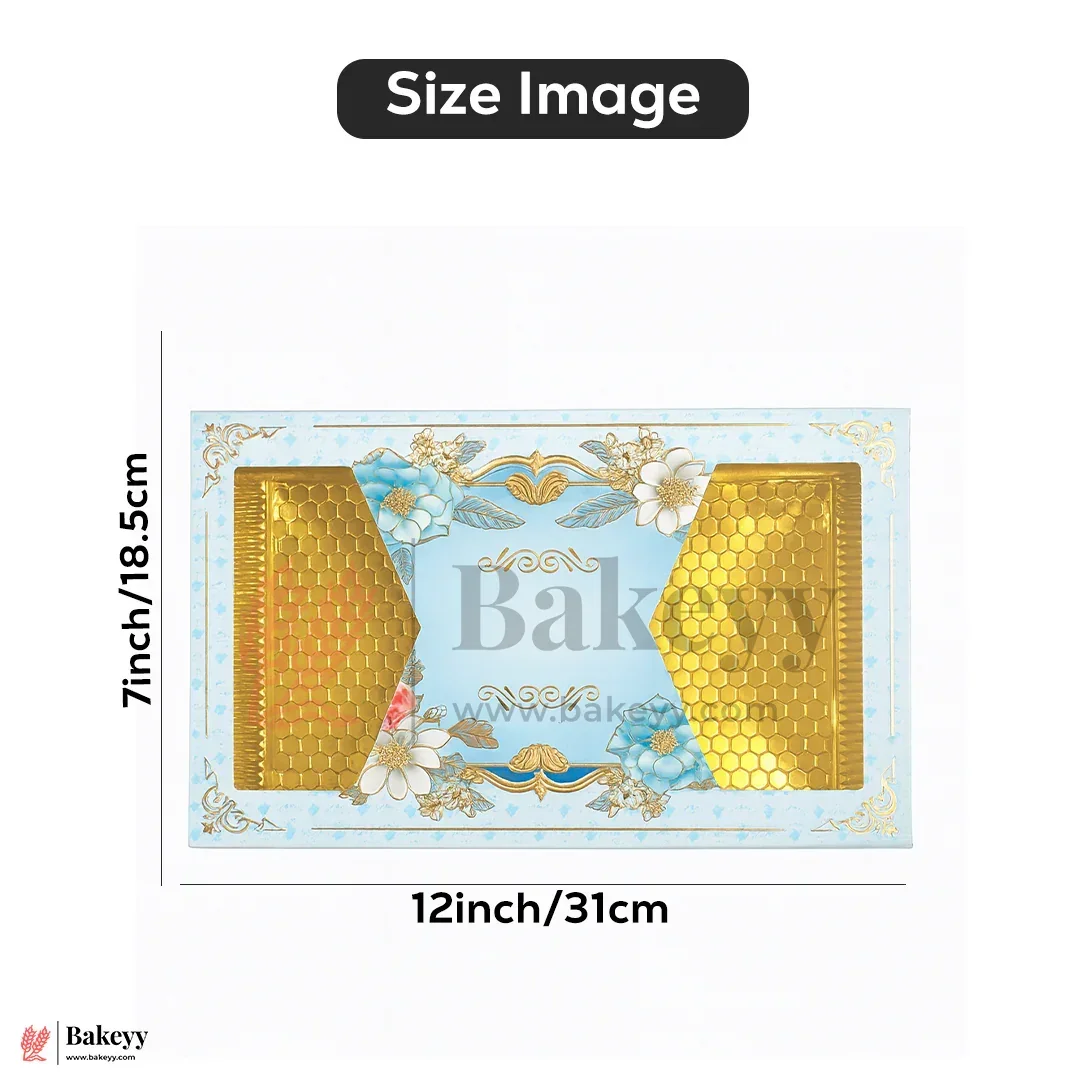 12x7 Inch Elegant Floral Design Chocolate & Sweet Gift Box with Golden Tray | Pack Of 10 - Image 2