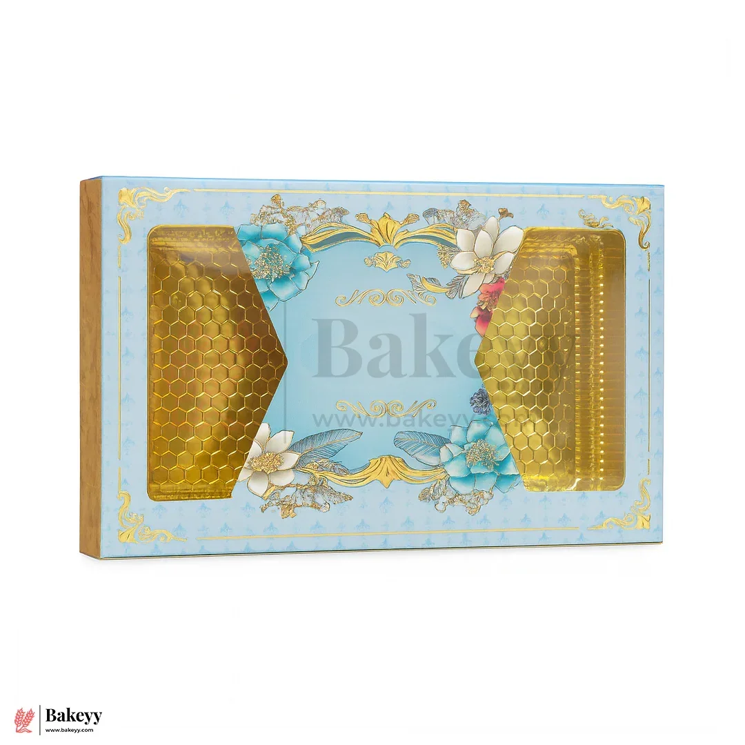 12x7 Inch Elegant Floral Design Chocolate & Sweet Gift Box with Golden Tray | Pack Of 10 - Image 4