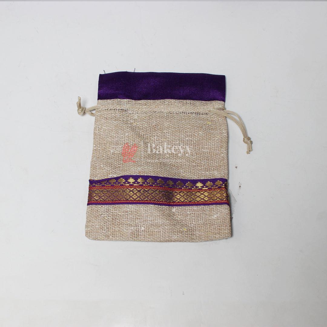 13x14 CM \ 5x6 inch| Elegant Jute Purple Drawstring Gift Bag | Drawstring Bags | Pack of 10 - Image 3