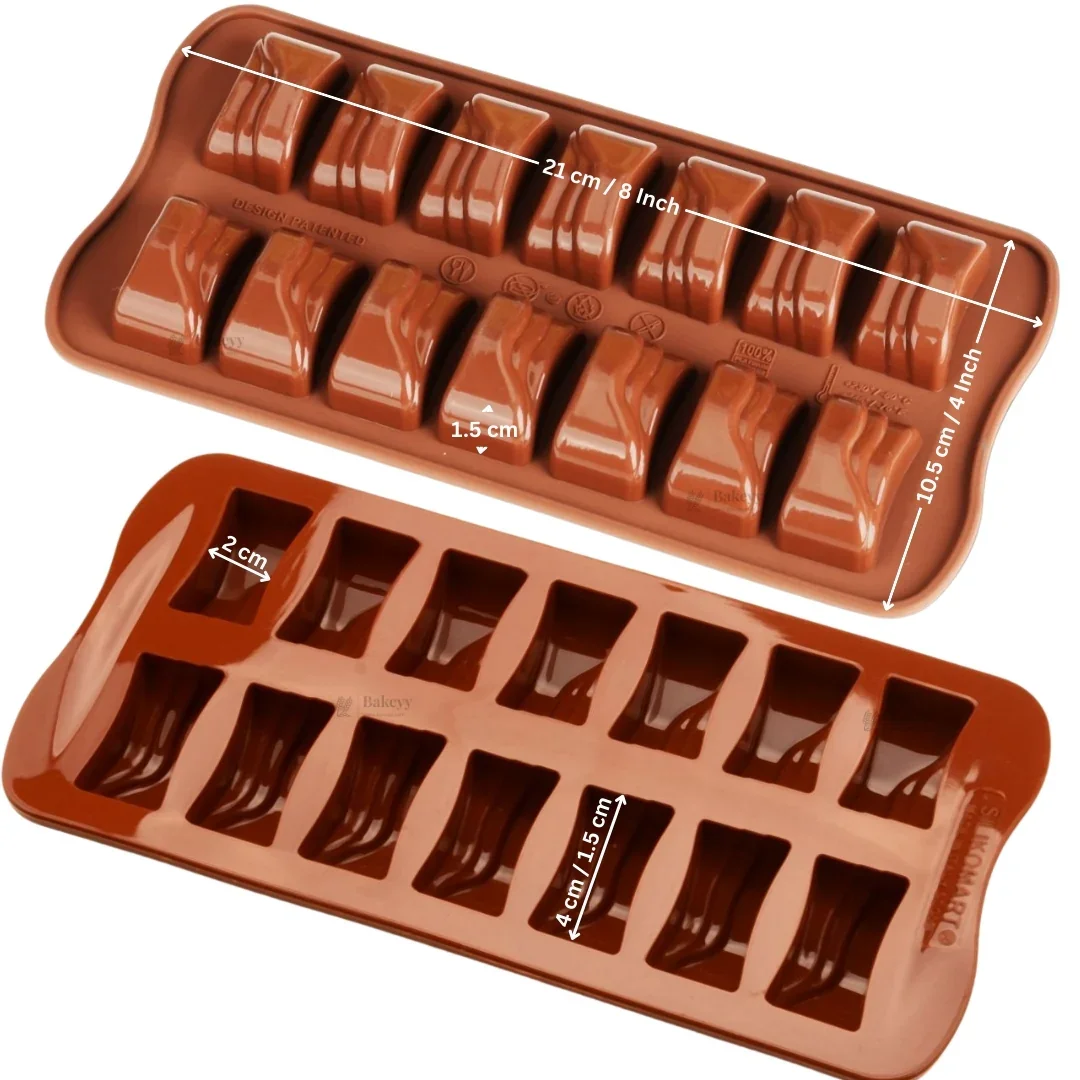 14 Cavity | Curved Chocolate Wave Design Silicone Mould | Pack of 1 - Image 2