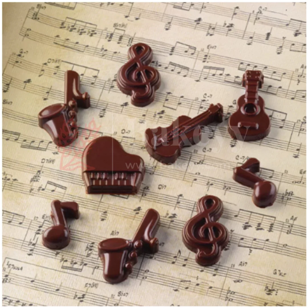 14-Cavity | Musical Instruments Silicone Chocolate Mould | Guitar, Piano, Violin & Notes Design | Non-Stick Baking & Candy Making Tray | 1 Piece - Image 4