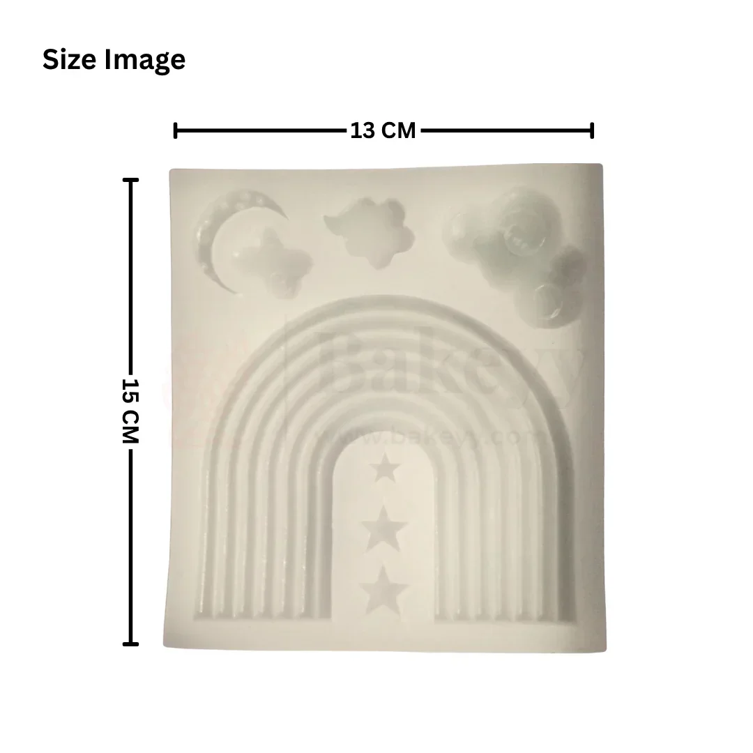 141 | Rainbow, Stars & Clouds Silicone Mould - 1 Piece - Image 2